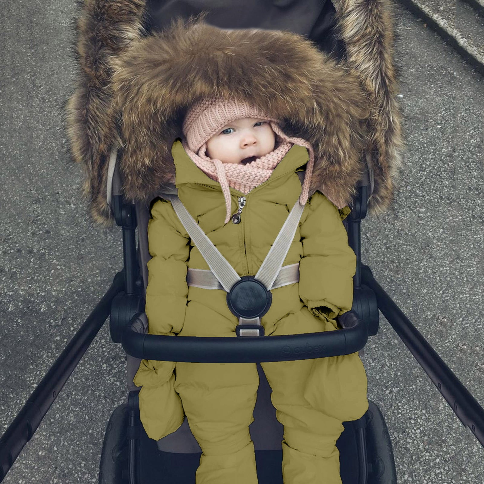 FAOWME Baby Girls Boys Romper Suit Warm Hooded Snowsuit Jumpsuit Onesie Down Coat Romper Padded Outwear Snow Wear Green 6-9 Months