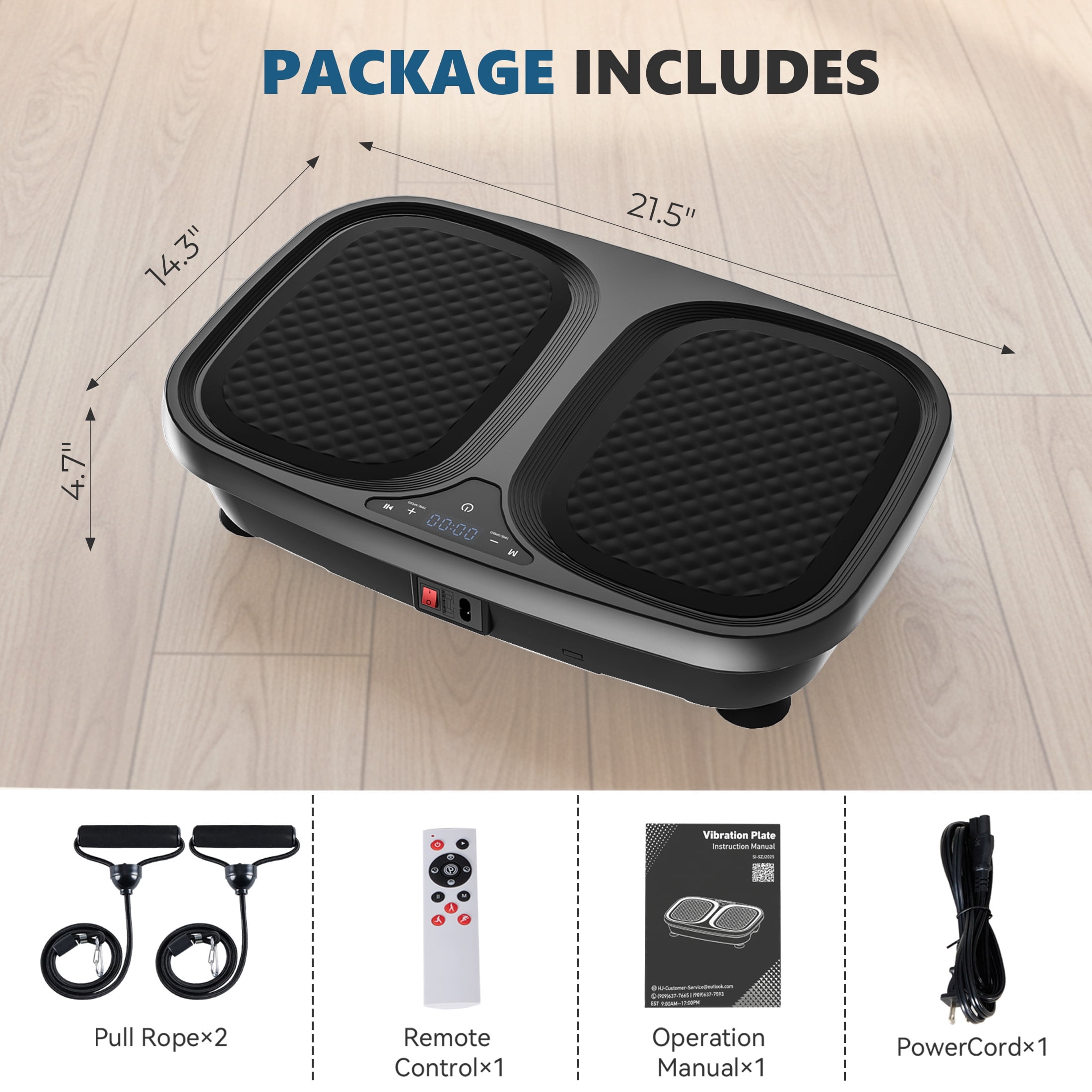 SHOUFTW Vibration Plate, Vibrating Platform Exercise Machines, Whole Body Fitness Machine for Weight Loss, Toning & Wellness for Home Gym, Black