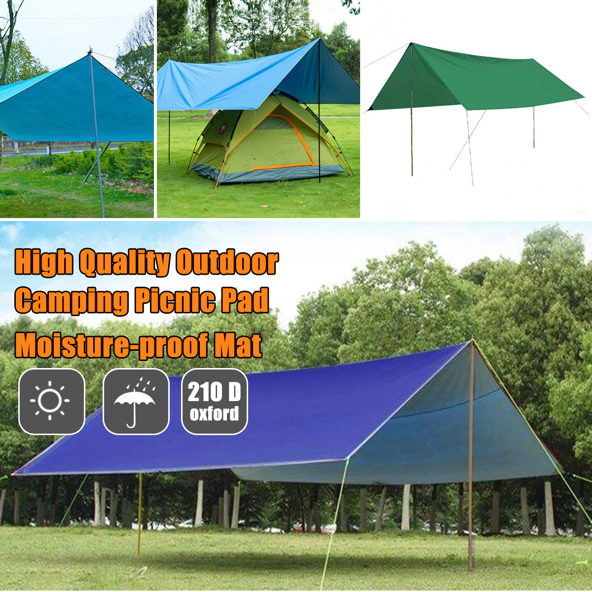 Outsunny Awning Sail Shade Sun Canopy Pole Kit 3m Long Adjustable Pole