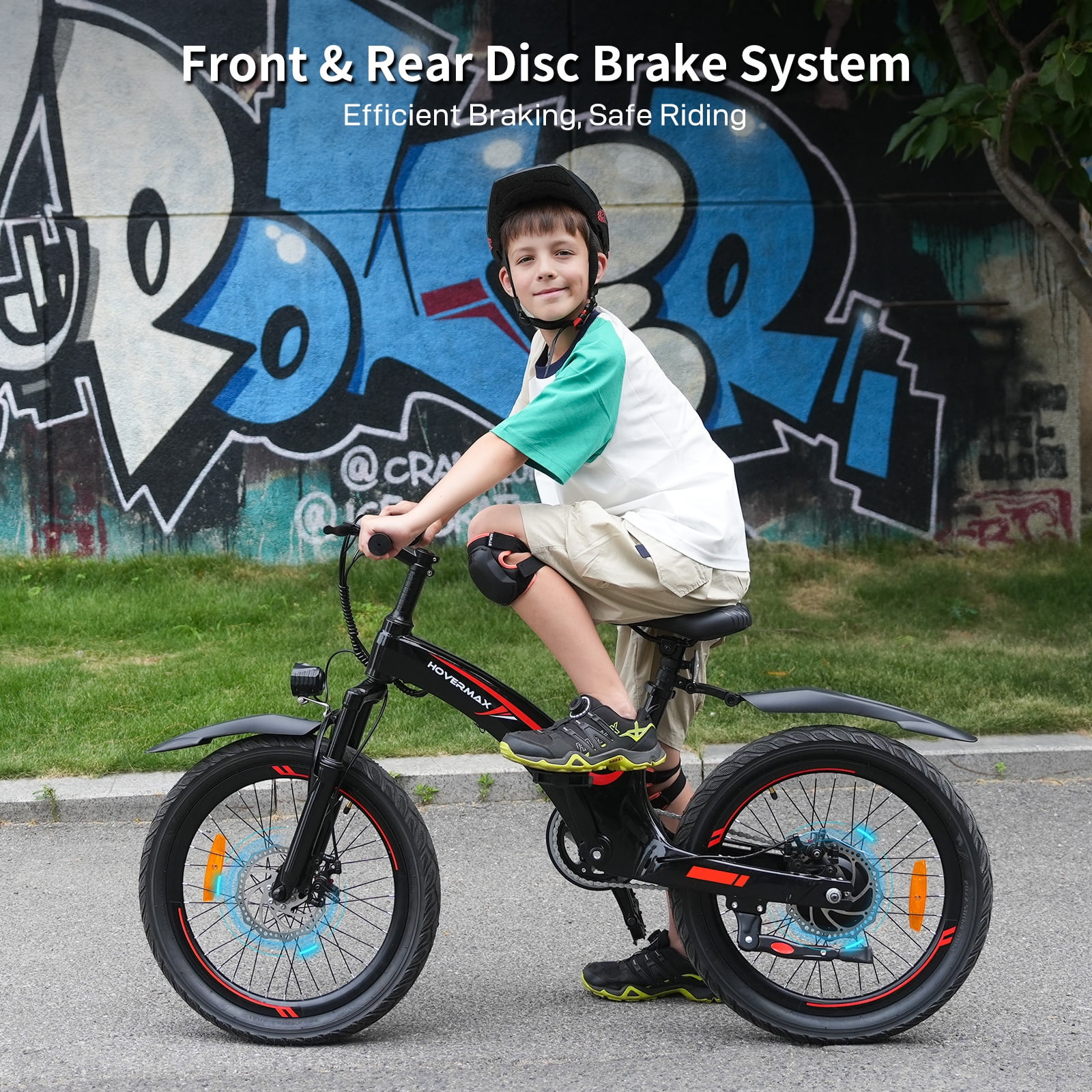 HOVERMAX 20" Electric Bike, Electric Bike for Teens, 250W Motor, 15 mph, 25 Miles Range, E-Bike, Teen Electric Bicycle, UL 2849, Black