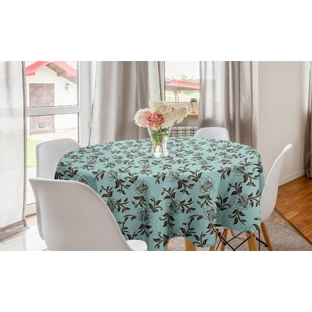 

Floral Round Tablecloth Curly Branches of Flowers Paisley Blossomy Ornate Vintage Style Illustration Circle Table Cloth Cover for Dining Room Kitchen Decor 60 Pale Blue Brown by Ambesonne
