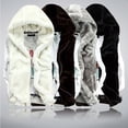thumbnail image 2 of Chaleco de felpa juvenil para hombre, chaqueta holgada de talla grande con capucha, sin mangas y hombros descubiertos, de piel sintética, para parejas, invierno, 2 of 6