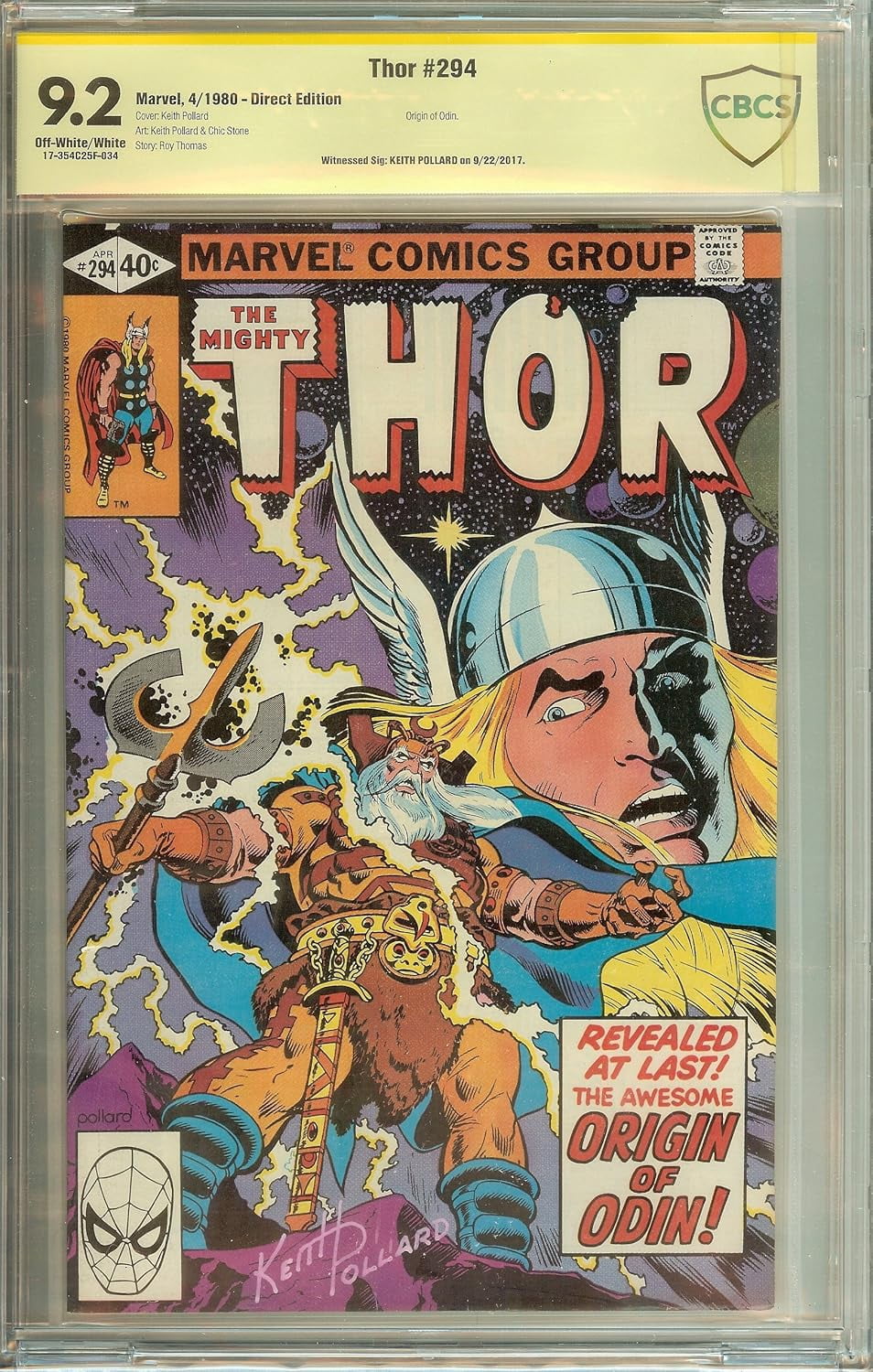The Mighty Thor #294 CBCS 9.2 Signed by artist Keith Pollard