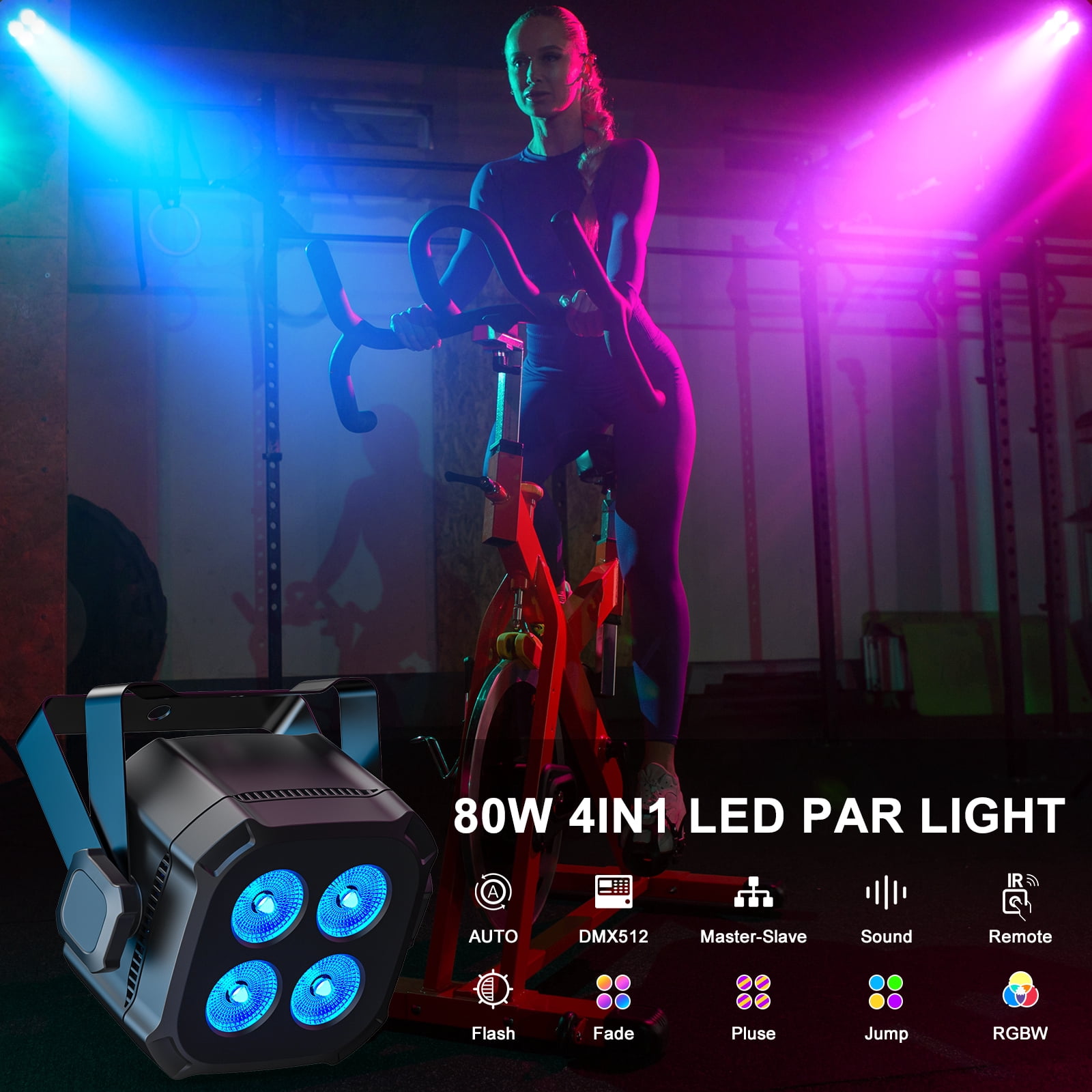 4 LED Stage Par Lights,RGBWYP+CYAN DJ Light Sound Activated ,Remote & DMX Controlled for Stage Party Club Disco Wedding Events