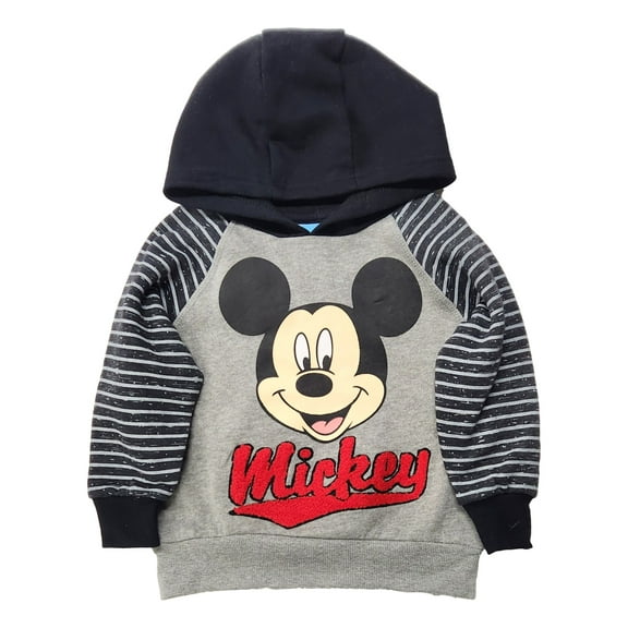 Toddler Boys Gray & Black Mickey Mouse Hooded Sweatshirt Top 2T