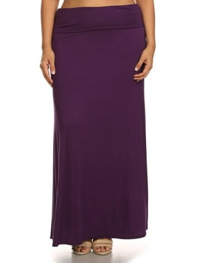 Plus Size Women's Trendy Style Solid Maxi Skirt