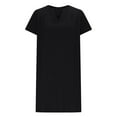 thumbnail image 5 of cocolona Women's Summer Plus Size Linen Dress V Neck Short Sleeve Solid Casual Loose Midi Dress Hawaiian Beach Sun Dress Black XXL, 5 of 6