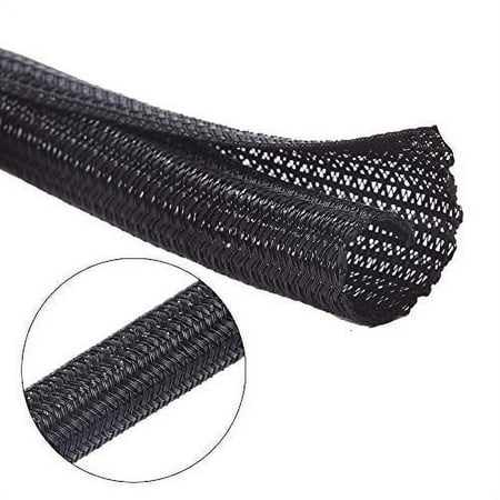 Alex Tech 25ft - 1/4 inch Cord Protector Wire Loom Tubing Cable Sleeve Split Sleeving For USB Cable Power Cord Audio Video Cable Protect Cat From Chewing Cords - Black