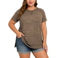 thumbnail image 5 of LANREMON Summer Short Sleeve T Shirts for Women Plus Size Tee Casual Crew Neck Tshirts Side Split Oversized Tunic Tops Coffee Blouse 18 Plus, 5 of 5