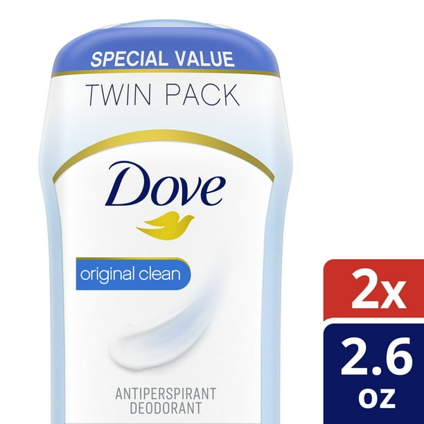 Dove Original Clean Antiperspirant Deodorant, 2.6 Oz., Twin Pack