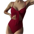 thumbnail image 2 of LoyisViDion Women'S Swimsuit Clearance Women'S Bikini Set One-Piece Swimsuit Soild Swimwear Beachwear Wine S, 2 of 9