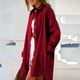 thumbnail image 4 of Puntoco Otoño Mujer Moda Solapa Botón Casual Manga Larga Dividido Sobre Tamaño Cuello Abrigo Puntoco Puntoco-1, 4 of 9
