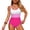 Hot Pink, variant on High Waisted Bikini Tummy Control Swimwear Sporty Coordinate Set Bathing Suit Elasticated Waist Crop Top Brown L