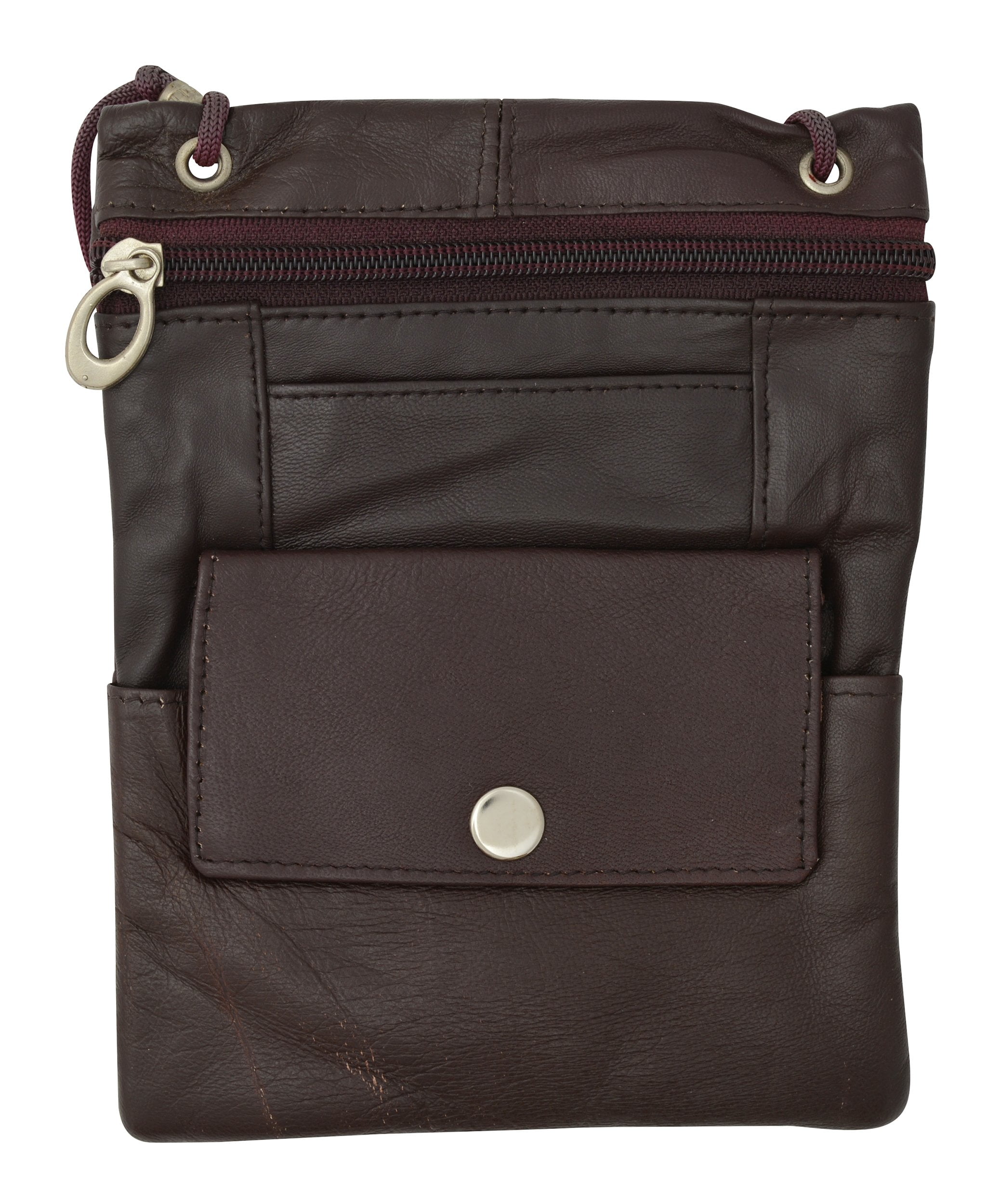 Elegance Look Cross Body Bag Leather Shoulder Purse w Zipper Pocket