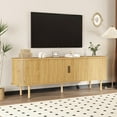 thumbnail image 3 of Juiluna 70.1" TV Cabinet with Storage and Sliding Doors, Wood Media Console Table for TVs Up to 80 Inches, Modern Entertainment Center for Living Room, Bedroom, Hallway, Oak, 3 of 8