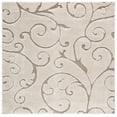 thumbnail image 3 of SAFAVIEH Florida Doug Floral Vines Geometric Shag Area Rug, Cream/Beige, 6'7" x 6'7" Square - Transitional Modern Design, Cream & Beige, Non-Shedding & Easy Cleaning, Ultra Plush Thick Pile, Ideal fo, 3 of 18