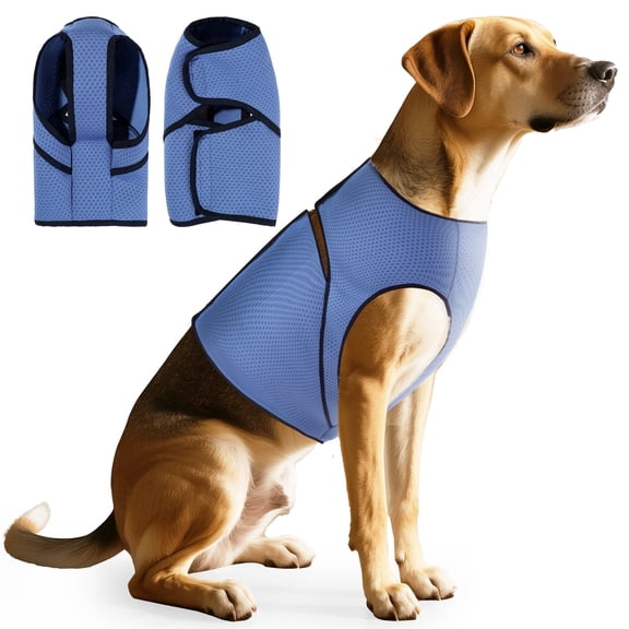Amztom Dog Anxiety Vest – Calming Jacket for Thunder, Fireworks & Vet Visits, Adjustable Fit for Small to Large Dogs (Blue, XS)