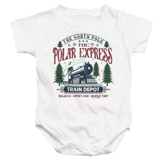 The Polar Express Train Depot Unisex Infant Snap Suit for Baby, White, Medium