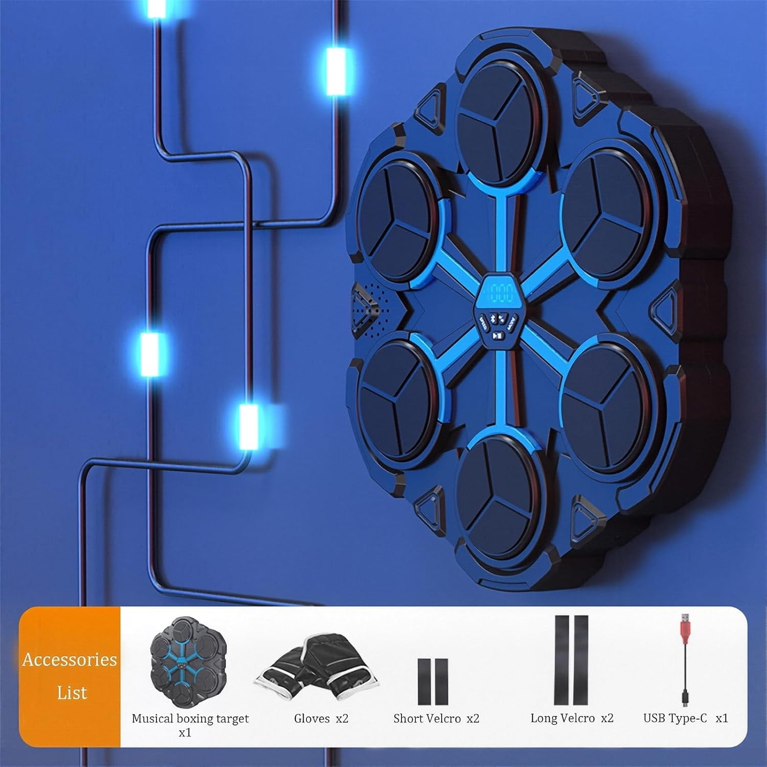 Upgraded Wall Mounted Music Boxing Machine for Kids with Cool Lights, LED Punch Counter Interactive Fun Punch Trainer with 3 Modes & 3 Sounds, Top Teenage Boy Gifts for Home Workout