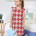 thumbnail image 4 of Balery Red Plaid Daisy Camisón de princesa para niñas, pijama de algodón con mangas abullonadas, suave y bonito.-Large, 4 of 6