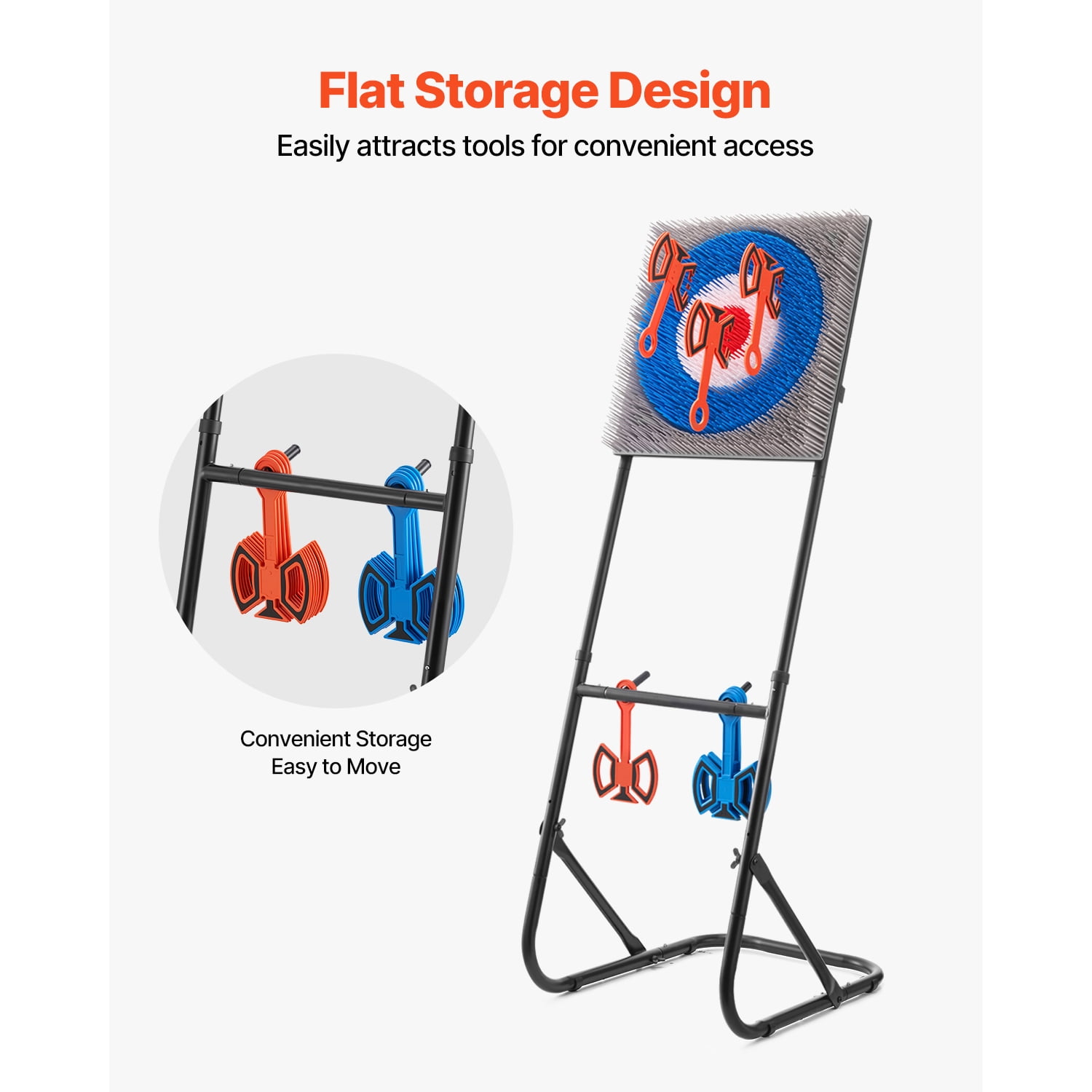KFFKFF Axe Throwing Game Set with Plastic Bristle Target, Includes 8 Axes, Foldable Steel Frame for Easy Storage, Stable Design for Indoor and Outdoor Use, Perfect for Backyard, Yard, and Carnival
