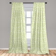 thumbnail image 5 of Ambesonne Nature Curtains, Green Leaves Branches, Pair of 28"x84", Green Ecru, 5 of 5
