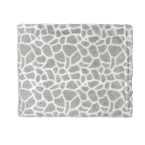 Grey Giraffe Print Plush Blanket