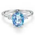 thumbnail image 3 of Gem Stone King 14K White Gold Millennium Blue Mystic Quartz and White Zirconia Engagement Ring for Women | 3.22 Cttw | Oval 10X8MM | Gemstone Birthstone | Size 7, 3 of 6