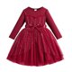 thumbnail image 1 of Vestido de Manga Larga para Niñas con Nudo de Arco Y Cinturón, de Moda de Color Sólido de Malla de Manga Larga para Niños 3-10 Años, 1 of 8