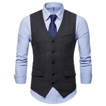 SWSMCLT Men's Single Breasted Dress Waistcoat V Neck Suit Vest Sleeveless Casual Formal Business Top Cotton for Suit or Tuxedo Black 38