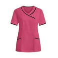 thumbnail image 3 of Aboser Womens Nurse Uniform Scrubs Tops with Pockets Short Sleeve Work Shirts Soft V Neck Scrub Top Loose Fitted Nursing Blouses Hot Pink M, 3 of 9