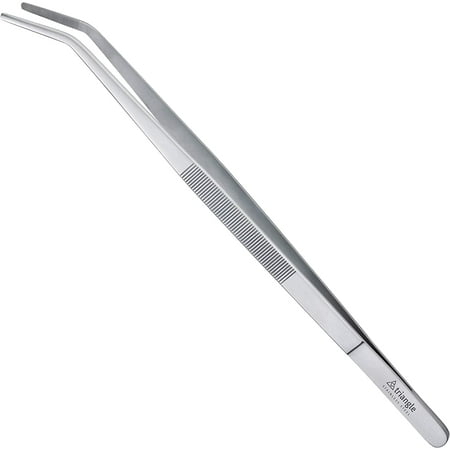 

Cranked Chef s Tweezers Premium Stainless Steel 14-inch Culinary Tweezers Micro-serrated Tongs for Prepping Grilling and Plating Dishwasher Safe