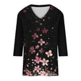 thumbnail image 4 of CYMMPU Summer Fashion Shirts 3/4 Sleeve Blouses for Women Dressy Casual Tunic Tops Loose Fit Flower Printed Spring Tops V Neck Business Elegant Work Topss Multicolor M, 4 of 5