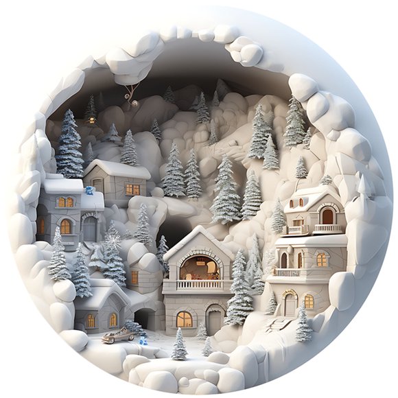 TUITOONM Acrylic Circle Forest Snow House Pendant Christmas Trees Bedroom Door Window Wall Car Decoration Festival Party Scene Christmas Hanging Gifts