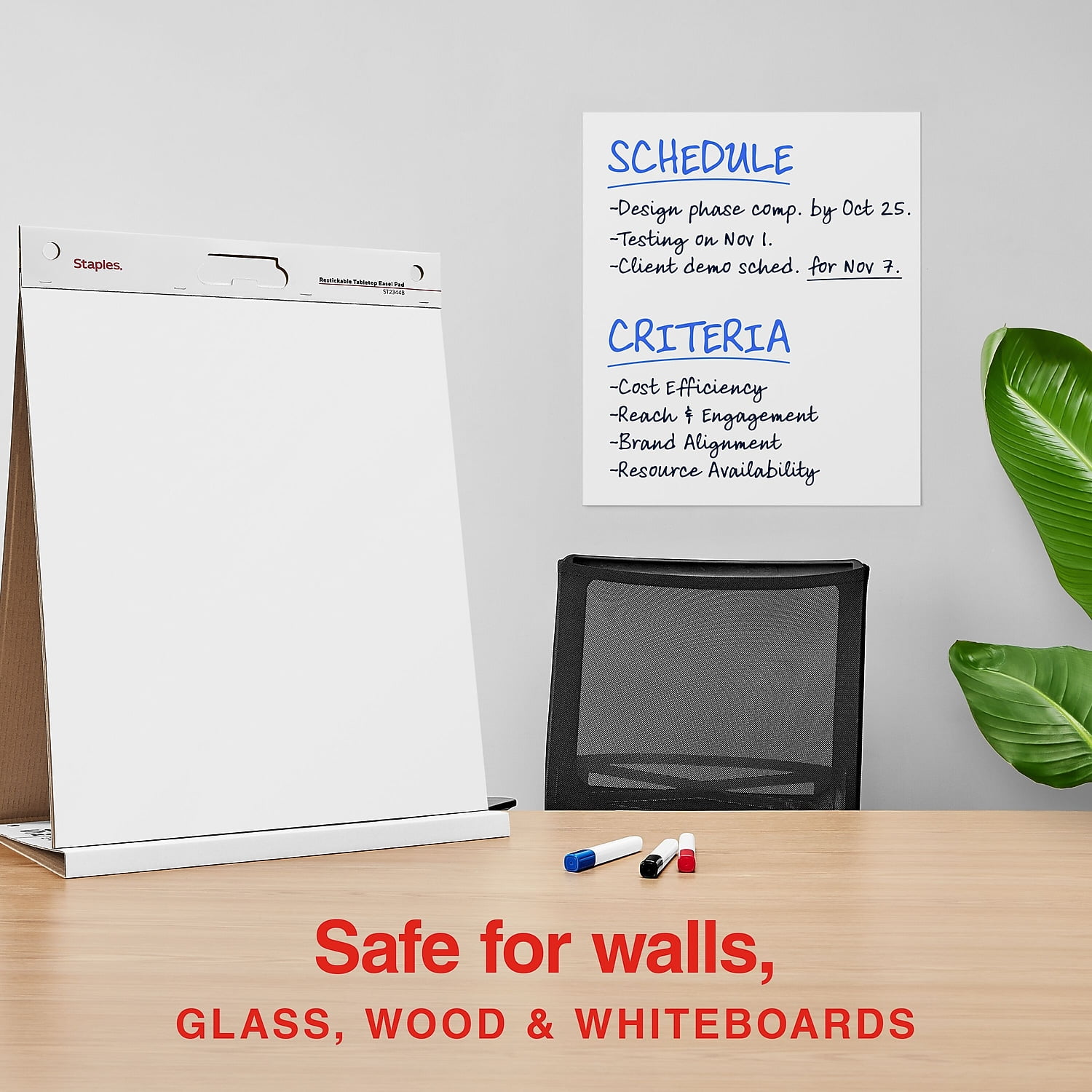 MyOfficeInnovations Stickies Tabletop Easel Pad 20" x 23" White 20 Sheets/Pad (23448) 958102