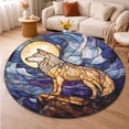 thumbnail image 5 of Circle Area Rug, Wolf Moon Washable Non-Slip Floor Carpet, Soft Rug for Living Room Bedroom Decor 31 Inch, 5 of 6