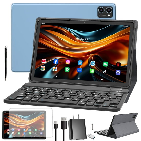 Android 15 Tablet,16GB RAM,128GB ROM 1TB Expand, T606 8-Core,Incell ips Screen,8000mAh ,10.1 inch Tablets,23MP Camera,Two speakers ,Tablet with keyboard,case,Pen