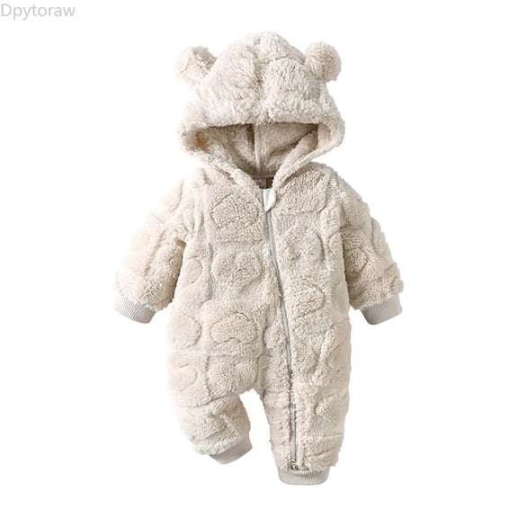 Dpytoraw Baby Girls Long Sleeve Heart Print Thickened Warm Winter Romper Jumpsuit With Hood For Infant Toddler Outfit Toddler Girls Romper Size 9-12 Months