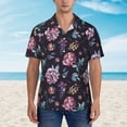 thumbnail image 2 of Sikiie Roses Flowers Print Men's Hawaiian Shirt, Summer Beach Button Pocket Short Sleeve T-Shirt,3X-Large, 2 of 7