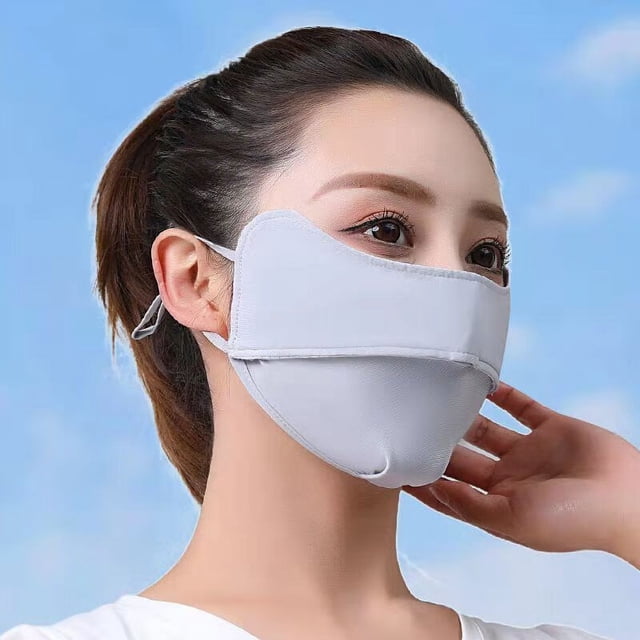 Máscara de protección solar para mujer, protección UV de verano, transpirable, protección ocular, ángulo de seda de hielo, máscara de protección solar, fresca, transpirable, seda de hielo