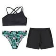thumbnail image 3 of YONGHS Girls 3 Piece Swimsuits Bathing Suit Sports Crop Top Briefs Swim Trunks Outfits Swimwear Lily 12, 3 of 7
