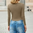 thumbnail image 5 of Womens Scoop Neck Crop Tops Slim Fit Long Sleeve Ribbed Knit T-Shirts Solid Y2k Casual Going Out Fall Clothes (M, Khaki), 5 of 7