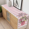 thumbnail image 4 of Valentine's Day Table Runner - 48 Inch Long, Kitchen Dining Table Runner Dresser Scarves, Roses Flowers Pink Stripes Country Farmhouse Decor for Coffee Tables Wedding Party Banquet, 4 of 8