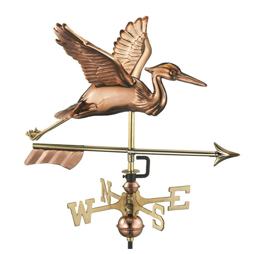 Good Directions Blue Heron with Arrow Weathervane with Roof Mount, Pure