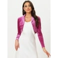 thumbnail image 4 of Unique Bargains Women's Open Front Long Sleeve Collar Shrug Cocktail Bolero Cardigan S Rose Pink, 4 of 6