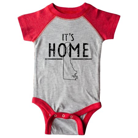 

Inktastic It s Home- State of Delaware Outline Distressed Text Gift Baby Boy or Baby Girl Bodysuit