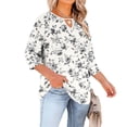thumbnail image 4 of Babysbule Crewneck with Front Cutout 3/4 Sleeve, Position Print, Blouse & Top (Women's Plus Size), 4 of 6