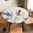 thumbnail image 5 of Watercolor Purple Tulips Elastic Fitted Round Table Cover Leaf Plant Butterfly Retro Waterproof Outdoor Tablecloth for Holiday Party, Picnic, Patio & Dining Fits Tables Up to 55"-60", 5 of 8