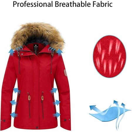 Women S Ski Jacket Fleece Lining Winter Coat With Detachable Hood Canada Ski Jacket Fleece Lining Winter Coat, Women S Winter Coat With Detachable Hood