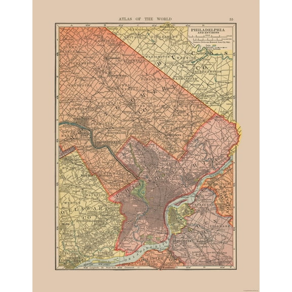 Historic City Map - Philadelphia Pennsylvania - Hammond 1910 - Vintage Wall Art